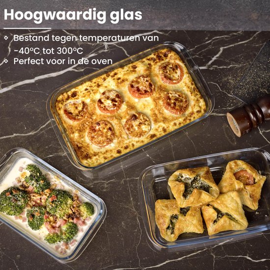 Nexxt - Glazen Ovenschaal Set van 3 Stuks