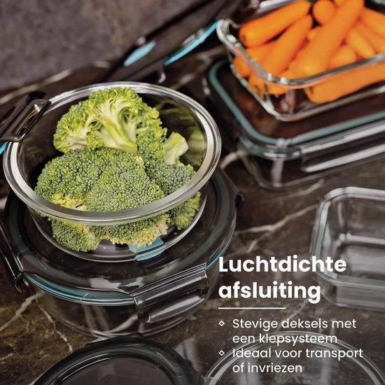 Nexxt - Set van 8 Glazen Vershoudbakjes