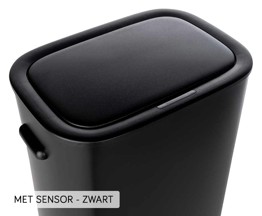 QLT - Prullenbak 55 Liter - Zwart met Sensor