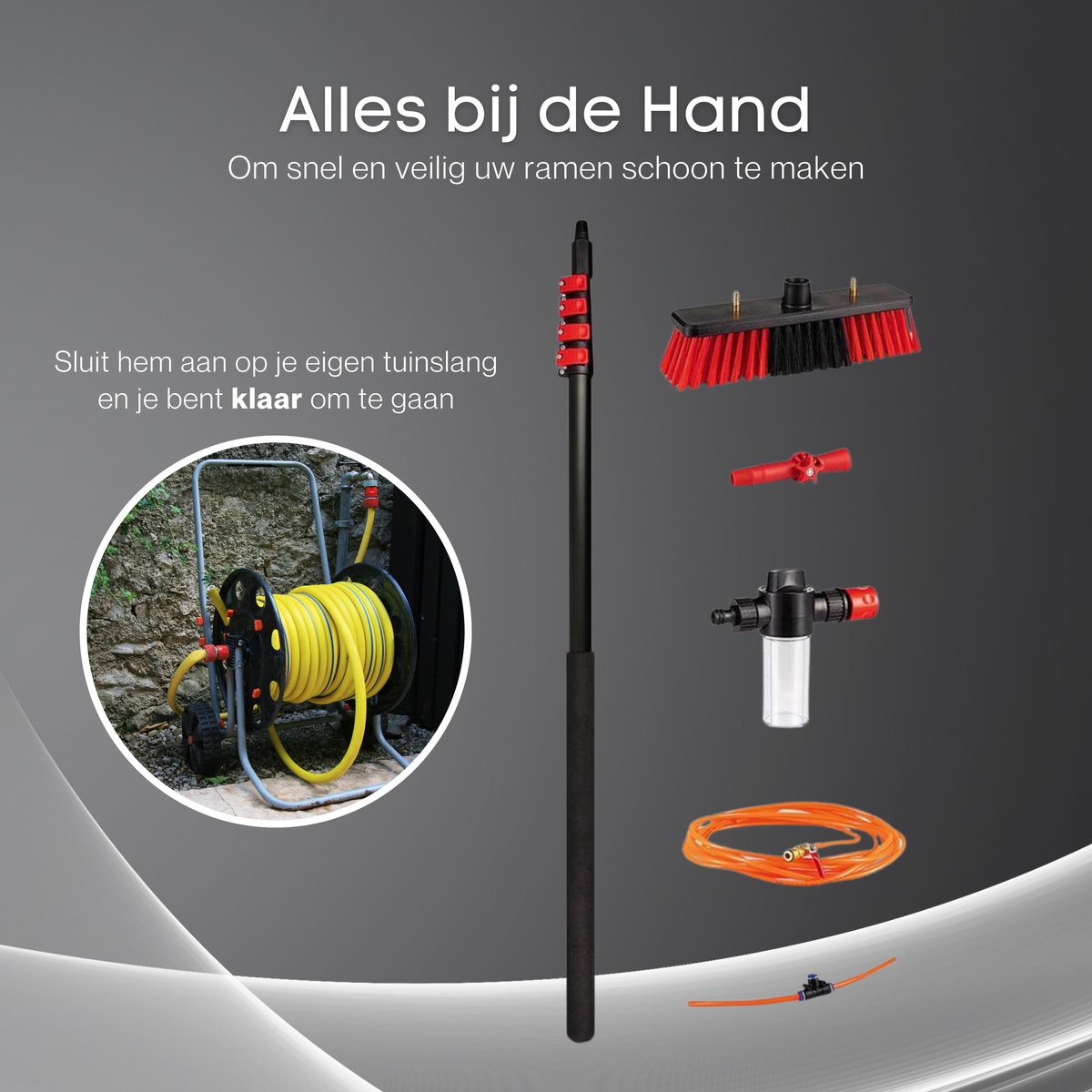 Shine - Telescoopsteel met borstel - 6 delige set