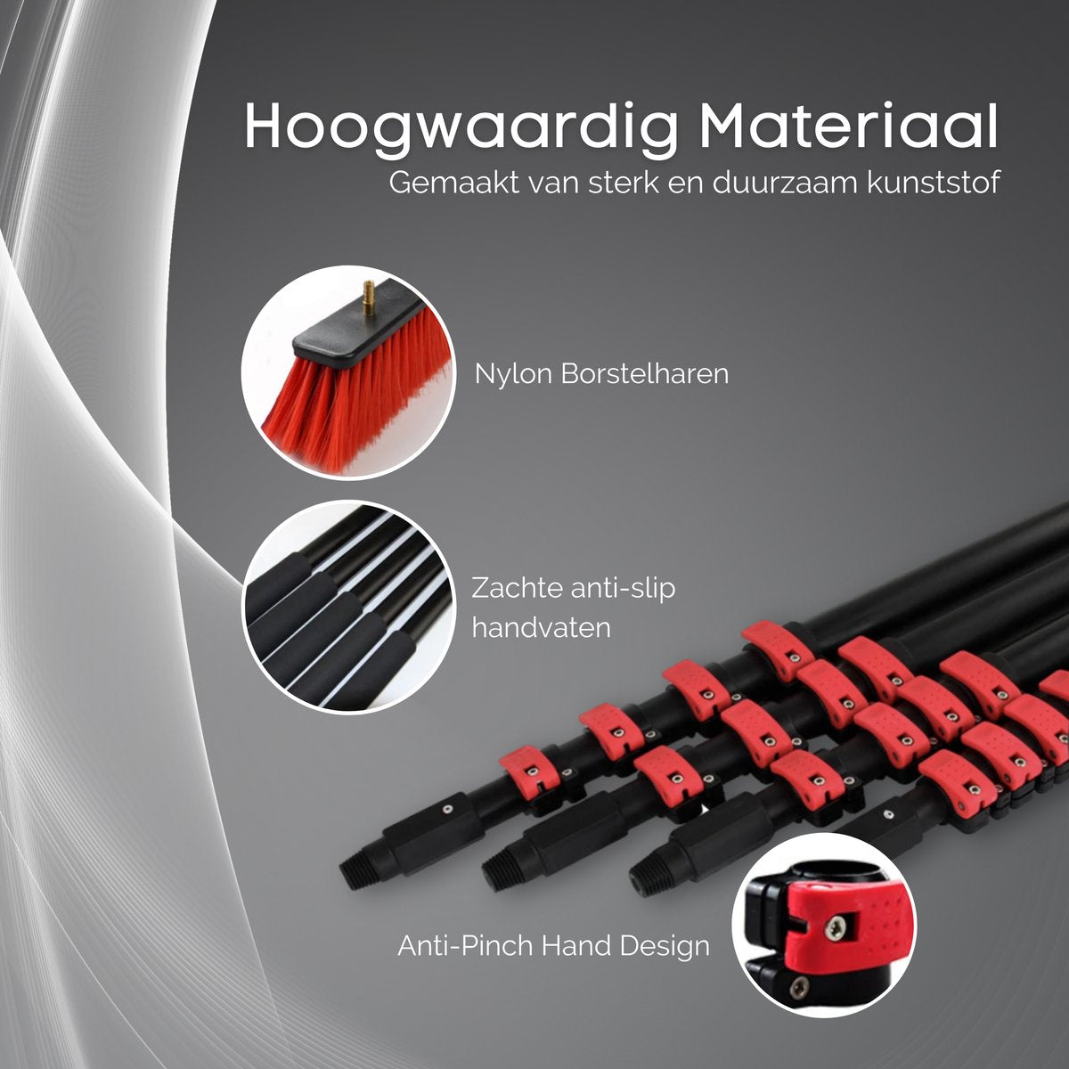 Shine - Telescoopsteel met borstel - 6 delige set