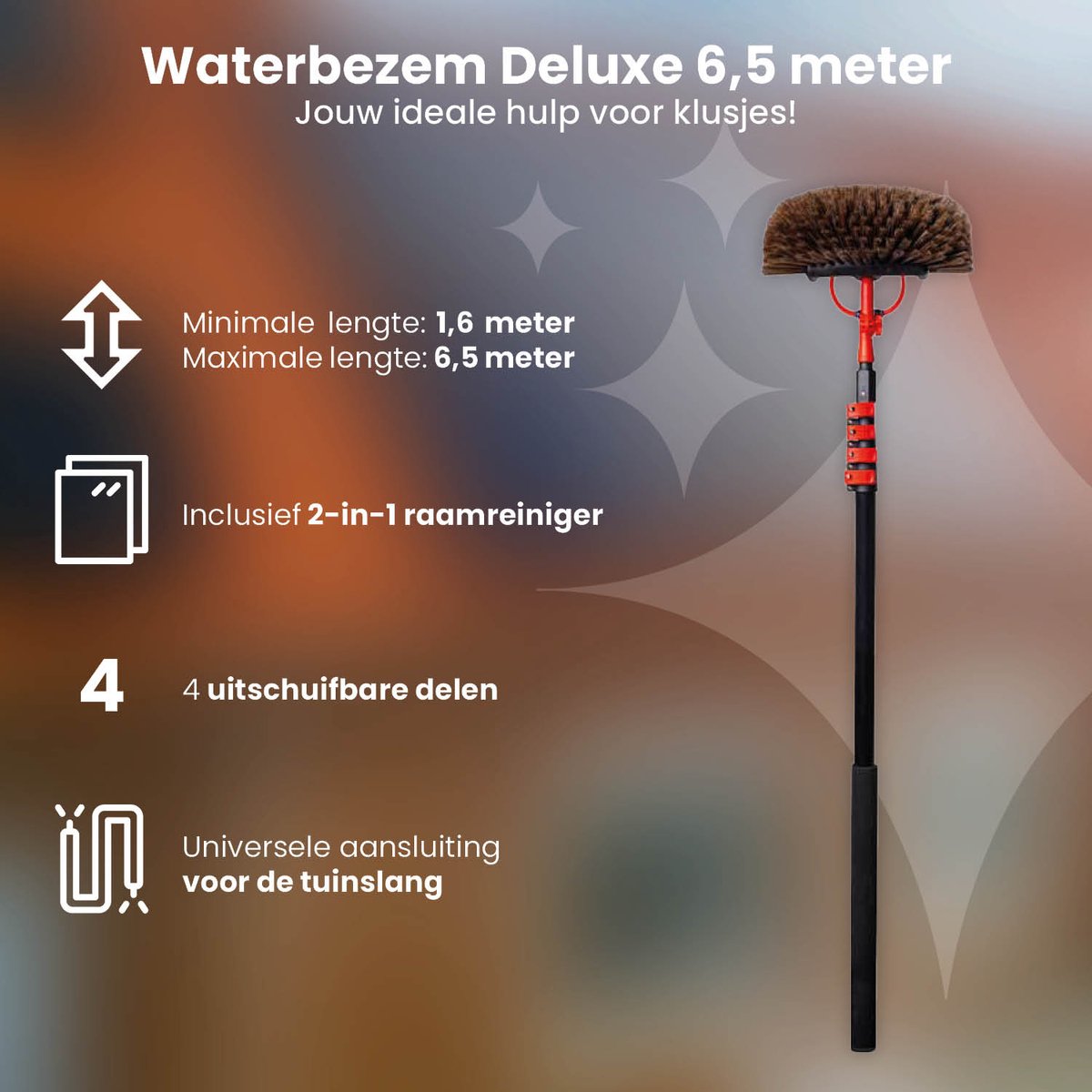 Shine - Deluxe Telescopische Wasborstel 6,5 Meter