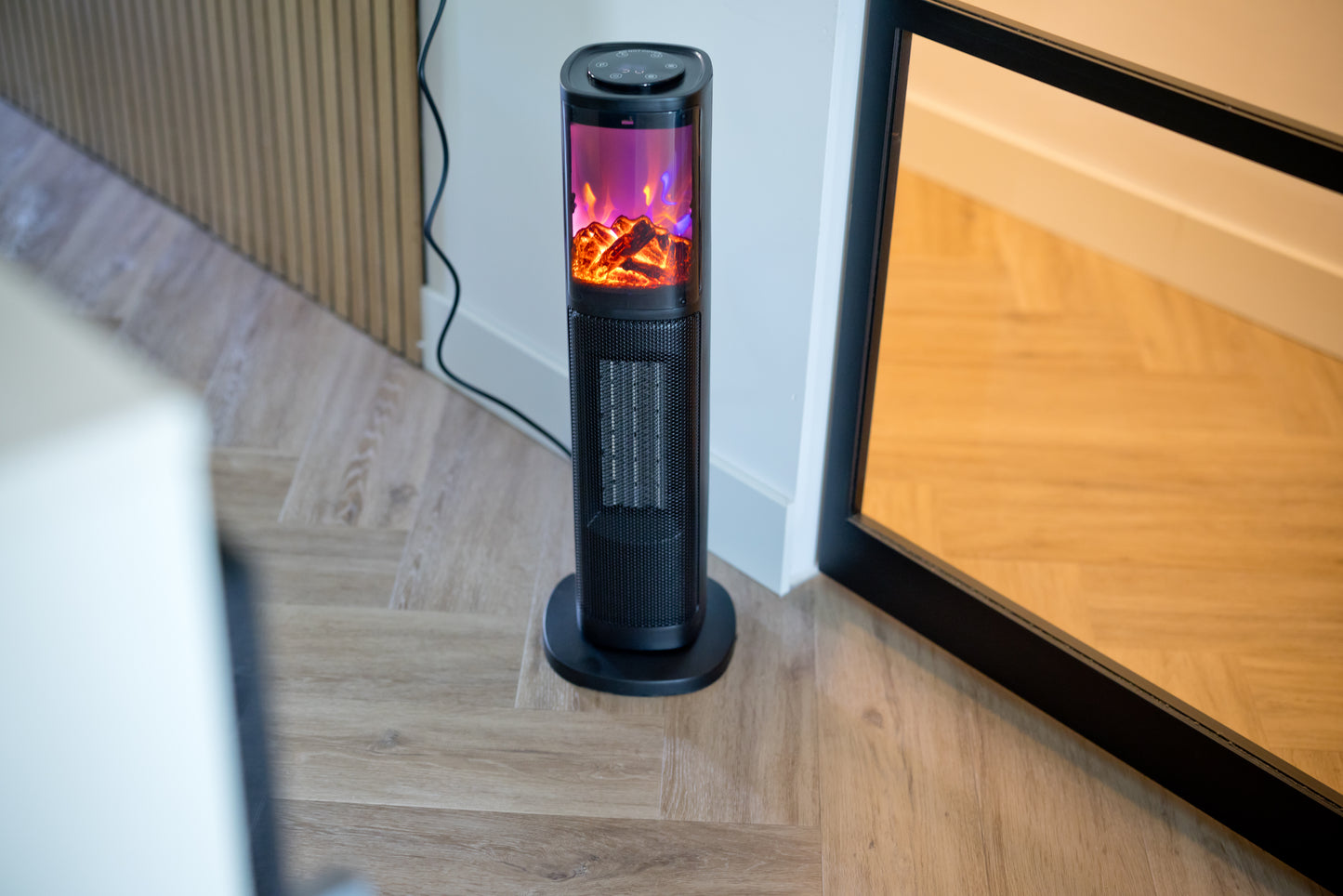 Nexxt -  tower heater with flame - black