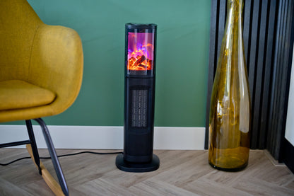 Nexxt -  tower heater with flame - black