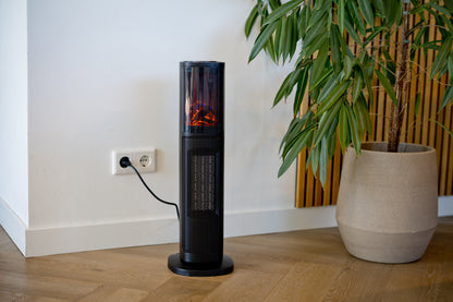 Nexxt -  tower heater with flame - black