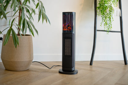Nexxt -  tower heater with flame - black