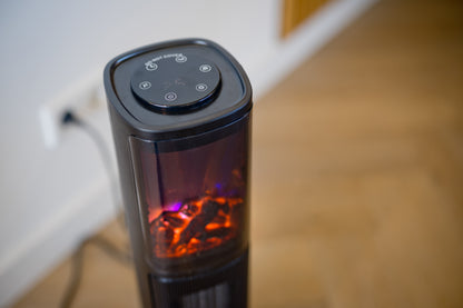 Nexxt -  tower heater with flame - black